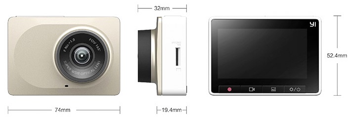 Xiaomi Yi Dash Cam Dimensions